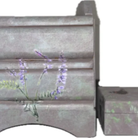 Faux Stone Finish Floral Jewelry Box with Bonus Trinket Box